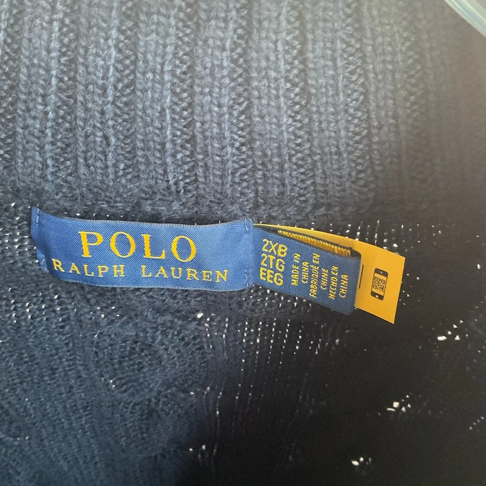 Polo Ralph Lauren Cable-knit Cotton Quarter Zip Sweater- Navy - Picture 5 of 8